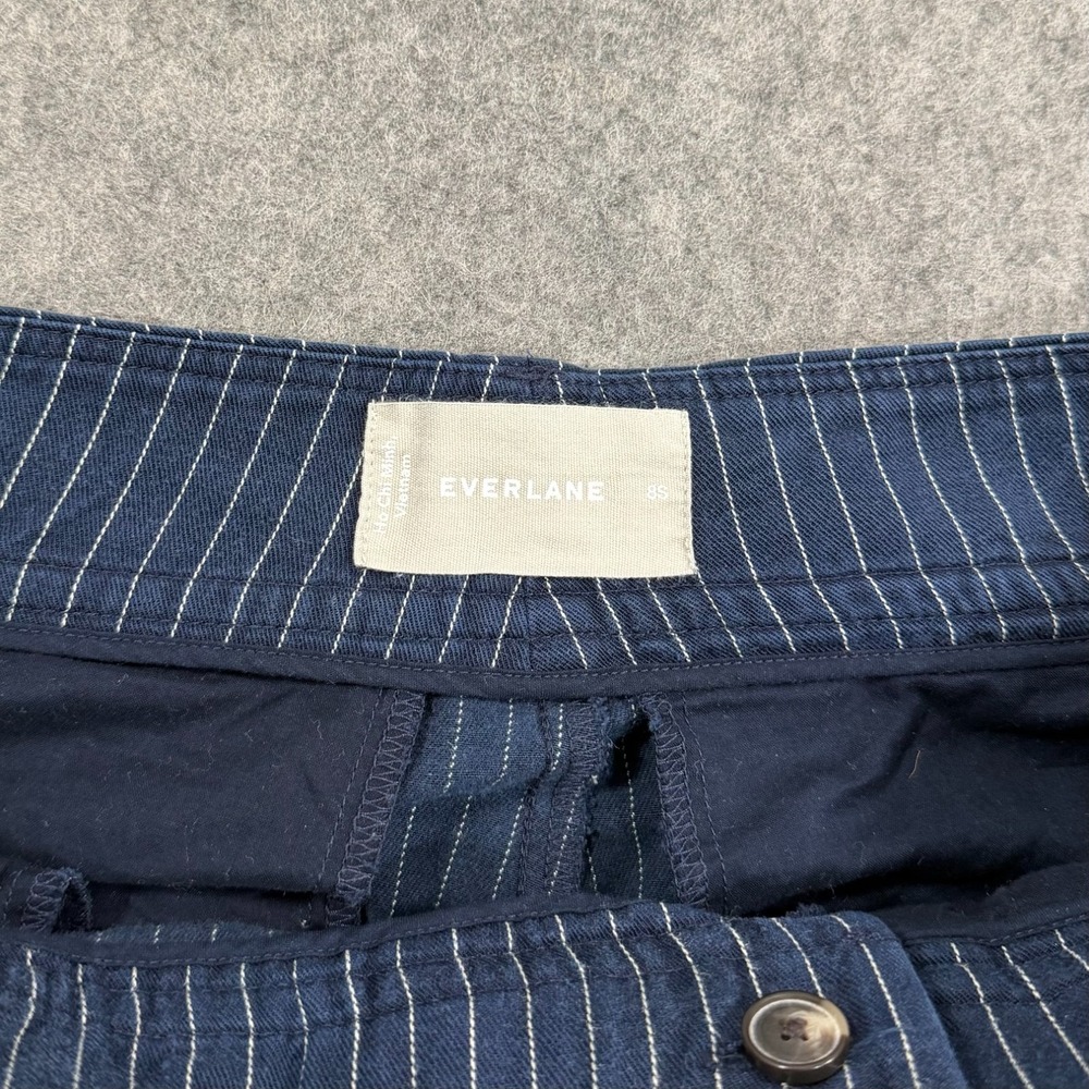 Everlane Navy Blue Striped The Way High Draped Pants Women's Size 8 Short - Picture 5 of 8